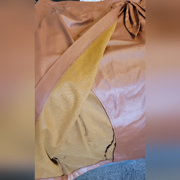 Faux Leather Long Brown Wrap Skirt - Picture 5 of 10